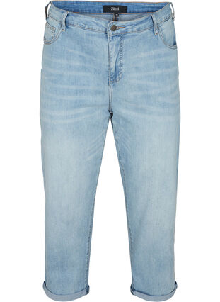 Hochgekrempelte 7/8-Jeans mit hoher Taille, Light blue denim, Packshot image number 0