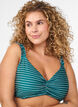 Gestreiftes Bikini Top mit herausnehmbarer Wattierung, Gr&uuml;n, Model image number 2