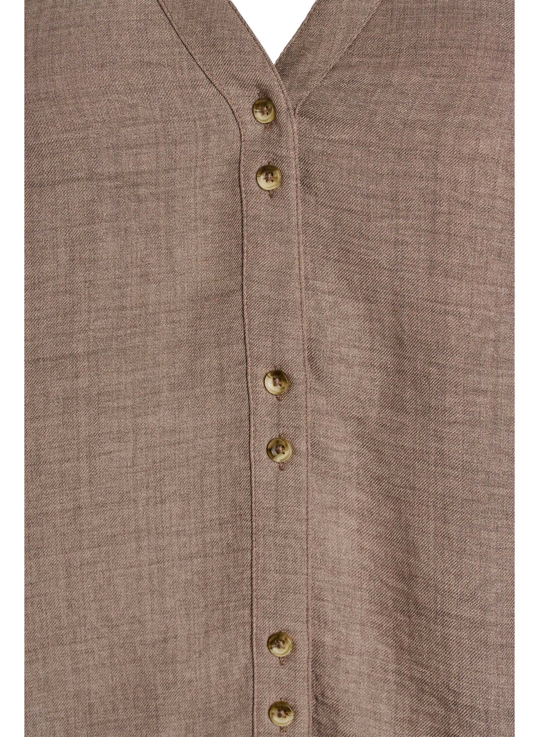 Zizzi Hemdbluse mit V-Ausschnitt und kurzen &Auml;rmeln, Braun, Packshot image number 2