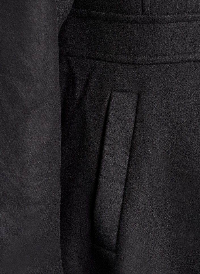 Wollmantel in A-Linie mit Taschen, Schwarz, Packshot image number 3