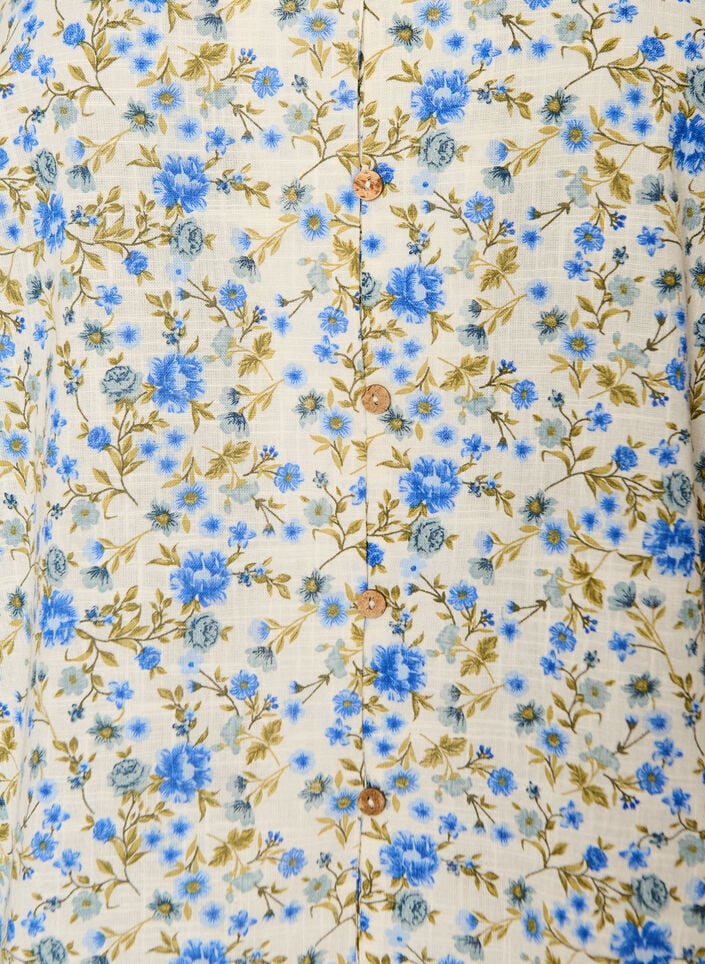 Kurz&auml;rmelige Bluse aus Baumwolle mit V-Ausschnitt, Blau, Packshot