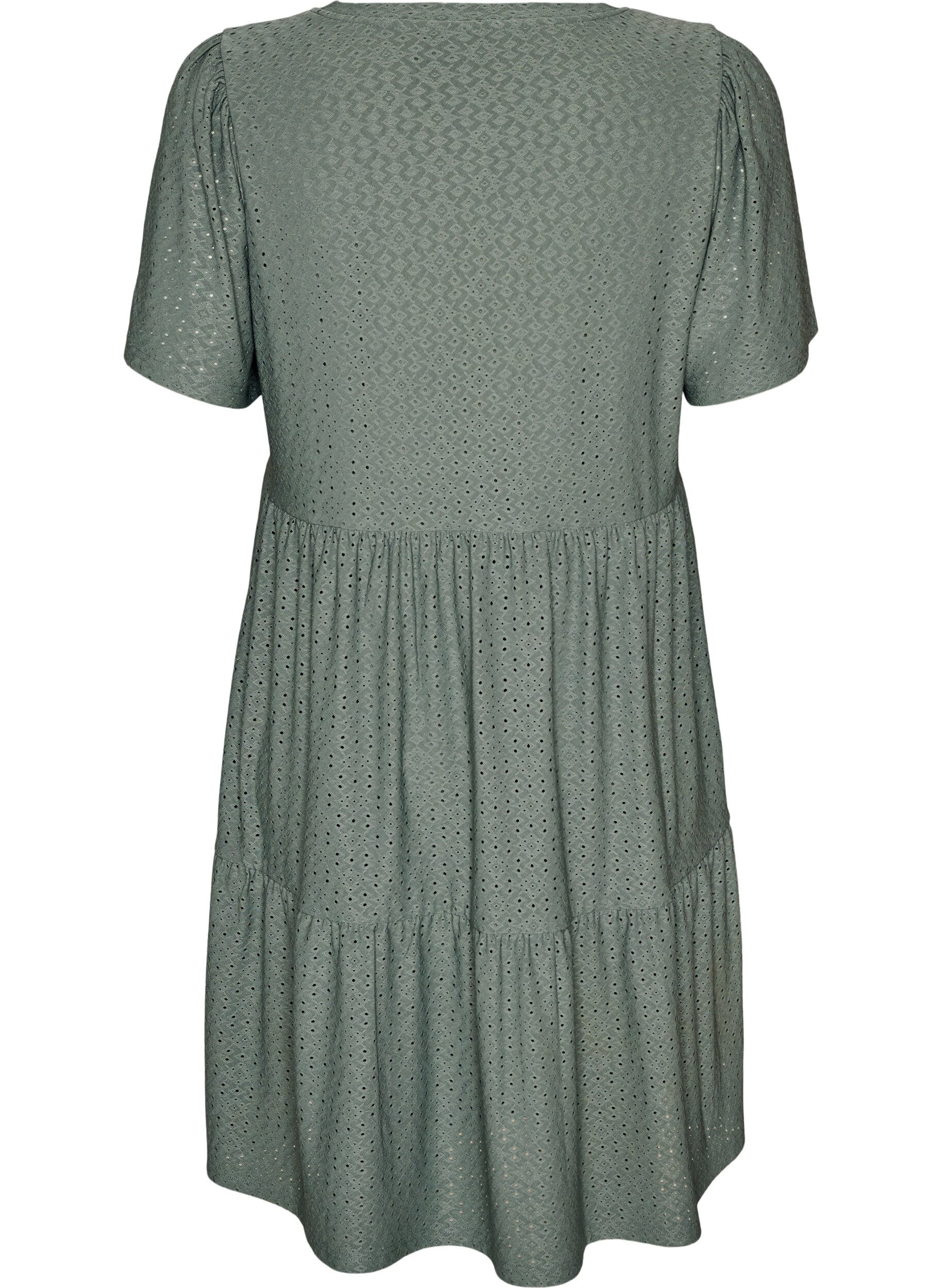 ZizziKurzes Kleid mit Spitzenmuster und Lagenrock, Gr&uuml;n, Packshot image number 1