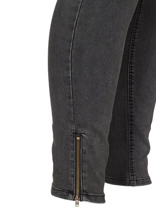 Cropped Amy Jeans mit hoher Taille und Reißverschluss, Grey Denim, Packshot image number 3