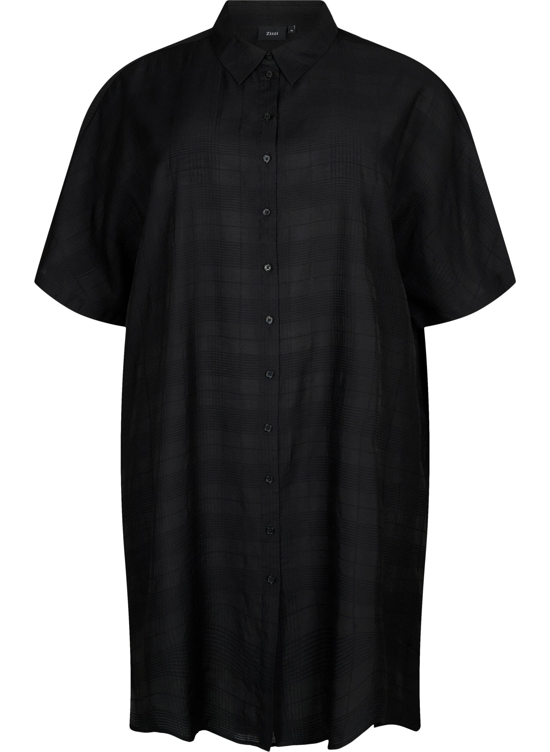 Zizzi Langes Shirt aus Viskose mit Textur, Black, Packshot image number 0
