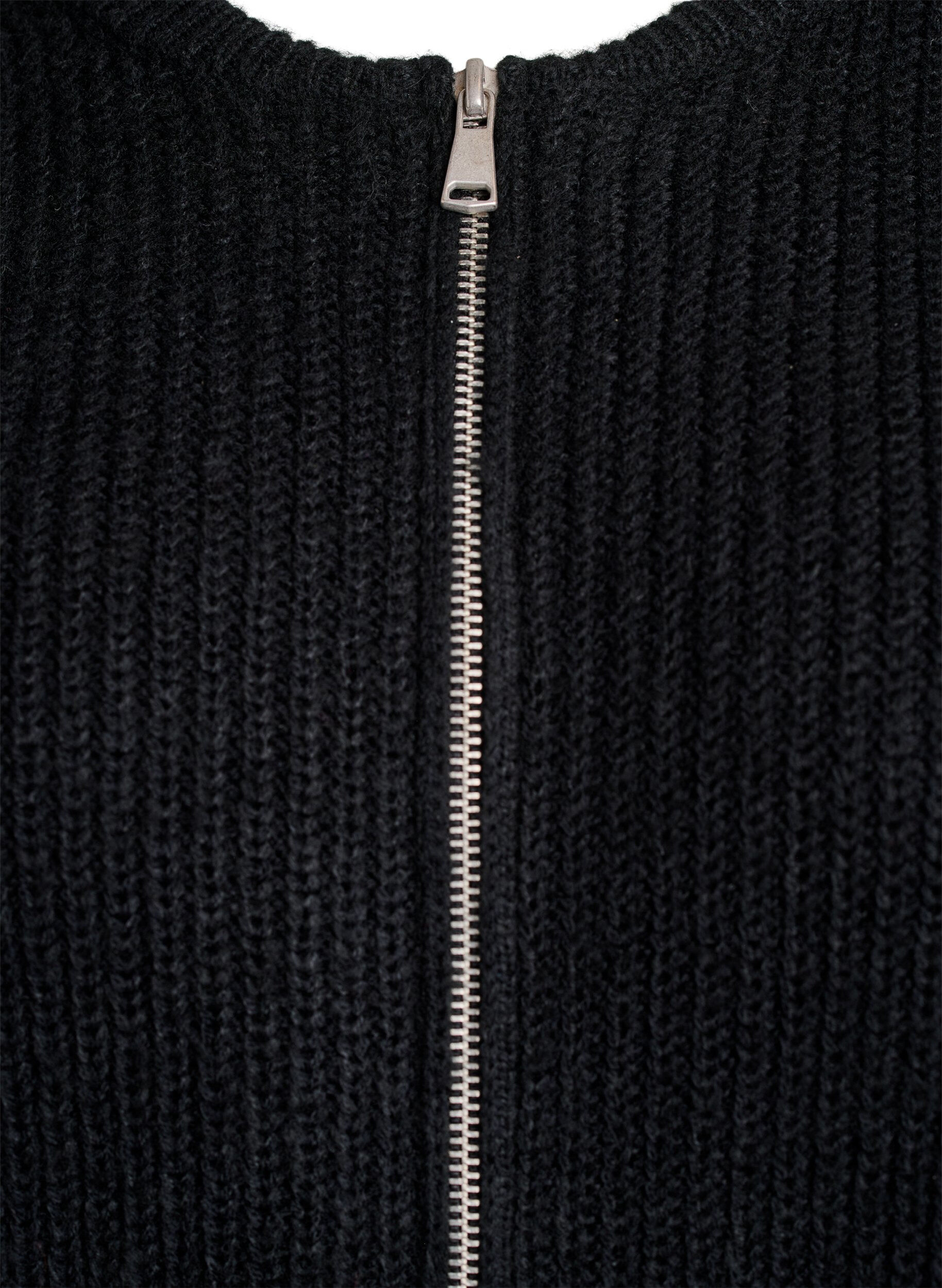 ZizziStrickjacke mit Rei&szlig;verschluss, Schwarz, Packshot image number 2