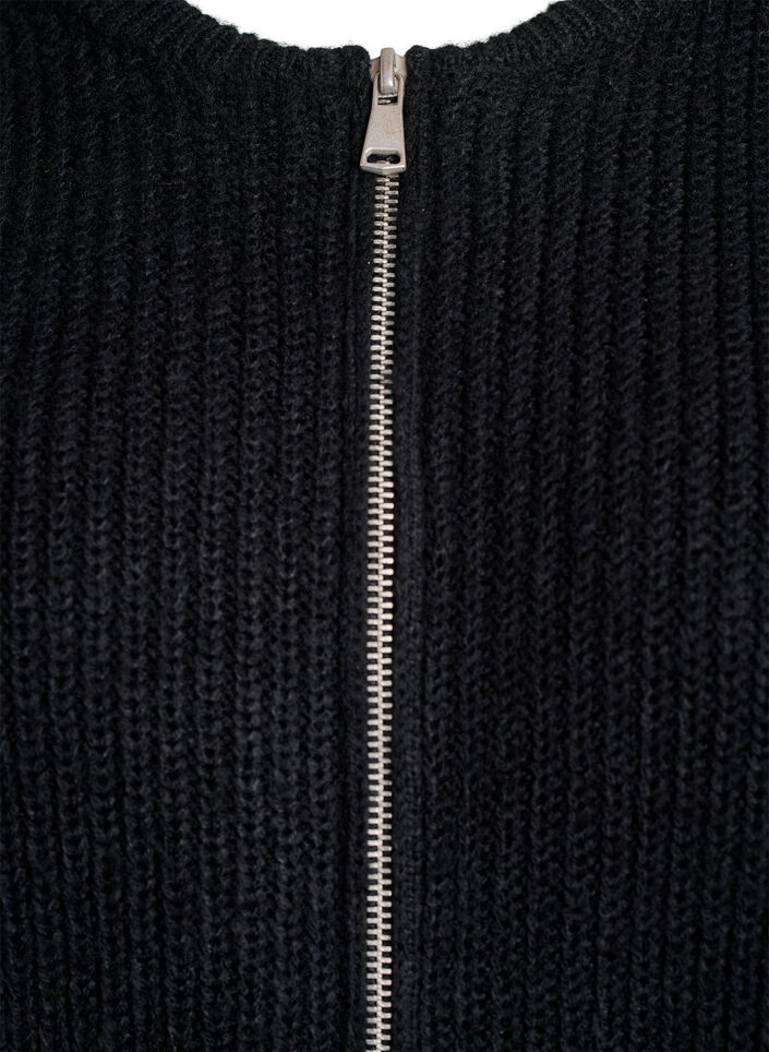 Strickjacke mit Rei&szlig;verschluss, Schwarz, Packshot image number 2