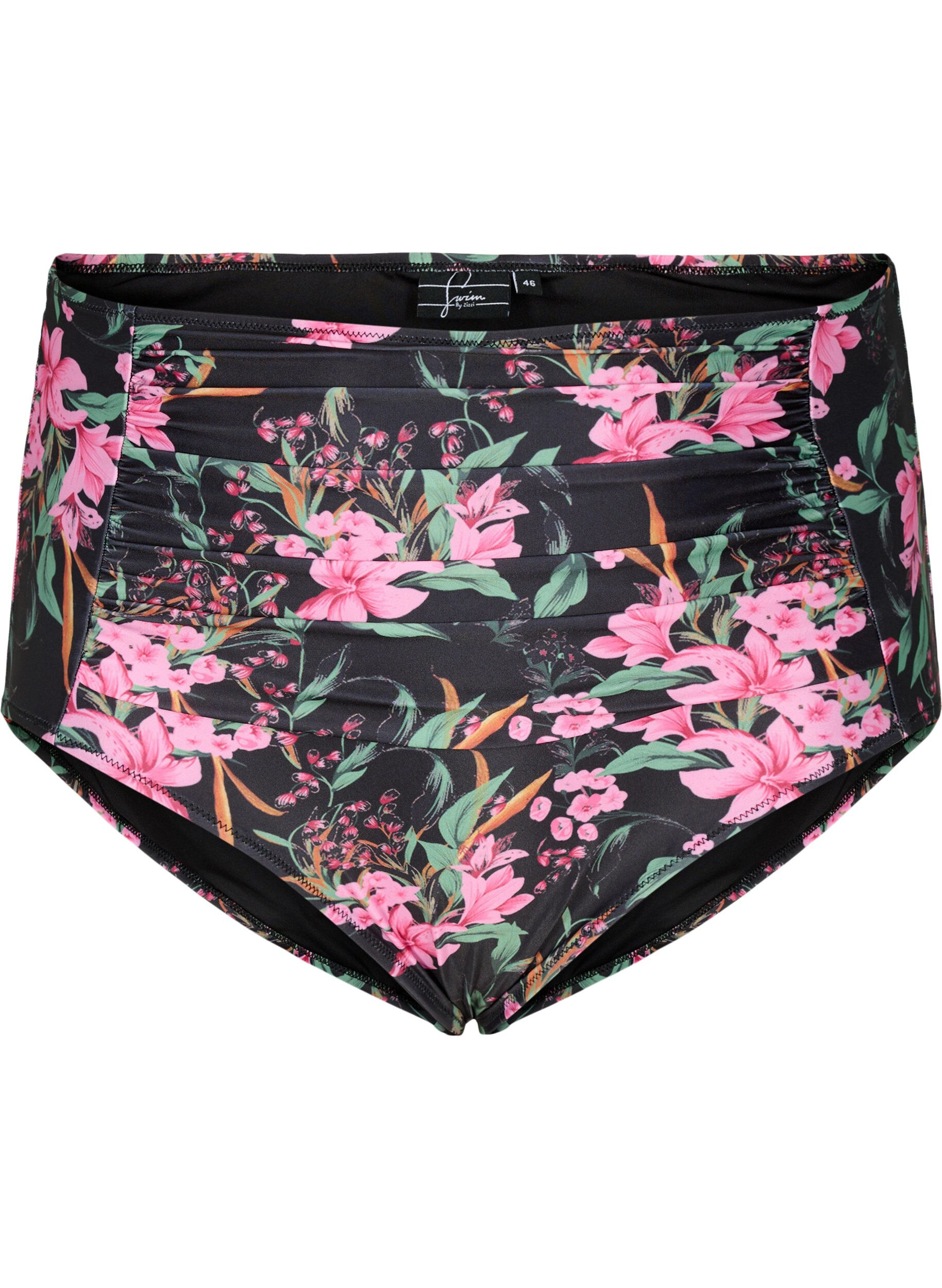 Zizzi Extra hoch taillierte Bikini-Hose mit Print, Pink, Packshot image number 0