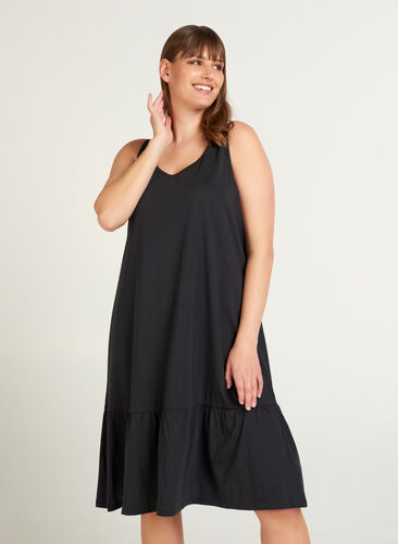 Kleid mit femininem Ausschnitt, Black, Model image number 0