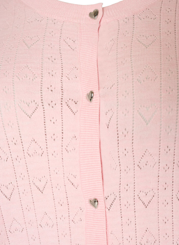Strickjacke mit Herz-Lochstickerei, Pink, Packshot image number 2