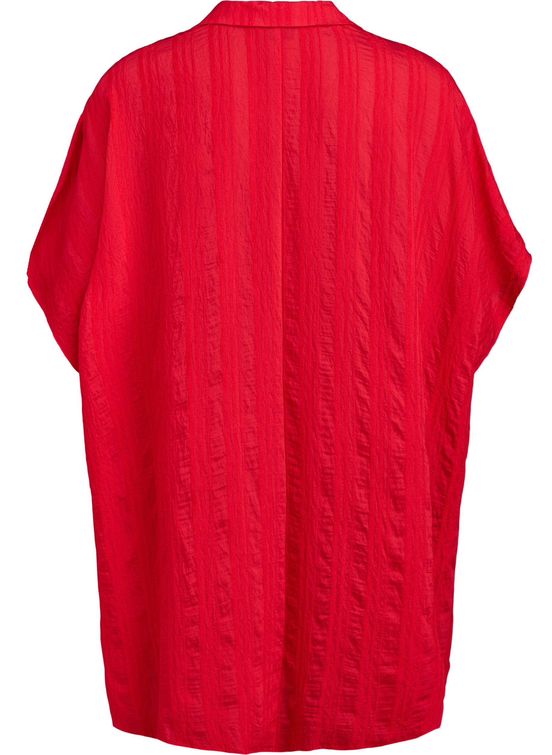 Zizzi Strandkaftan mit Kragen und Knopfverschluss, Rot, Packshot image number 1