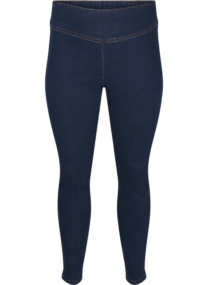 Elastische Jeggings mit hoher Taille, Blau, Packshot image number 0