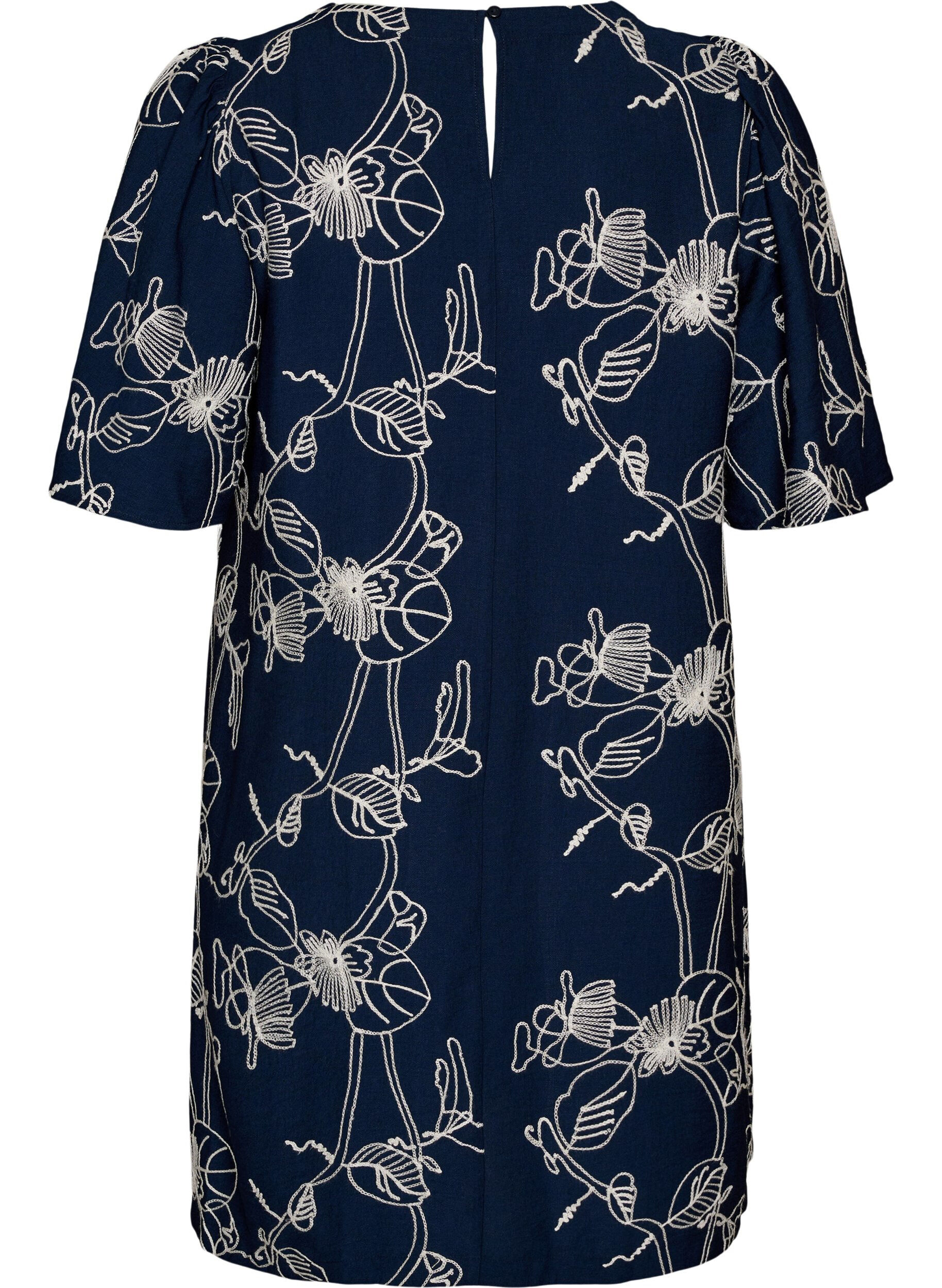 ZizziKurzes A-Linienkleid mit Stickmuster, Blau, Packshot image number 1