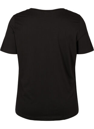 Kurzarm T-Shirt aus Baumwolle mit Aufdruck, Black/Magnificent, Packshot image number 1
