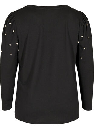 Langarm Bluse und dekorative Perlen, Black, Packshot image number 1