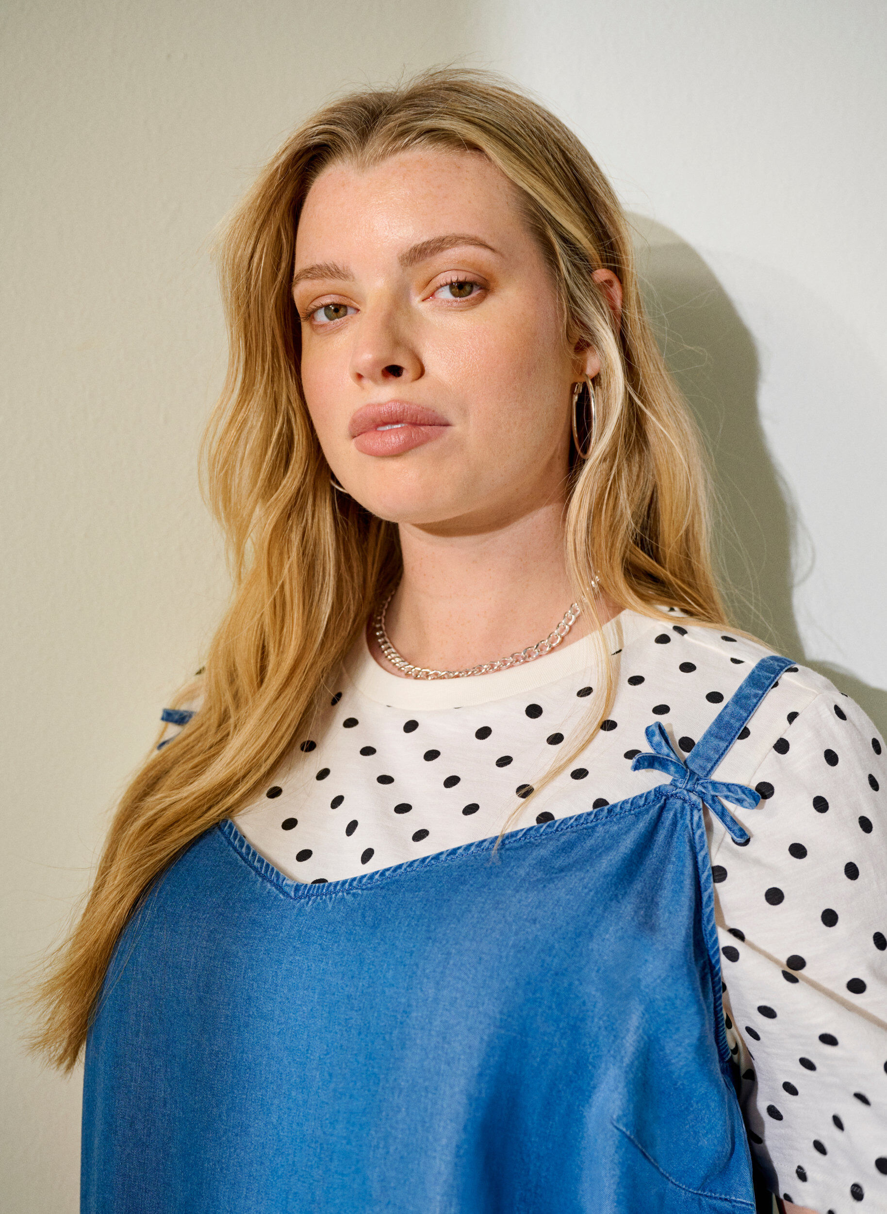 Zizzi Gepunktetes T-Shirt aus Baumwolle, Vanille, Image image number 0