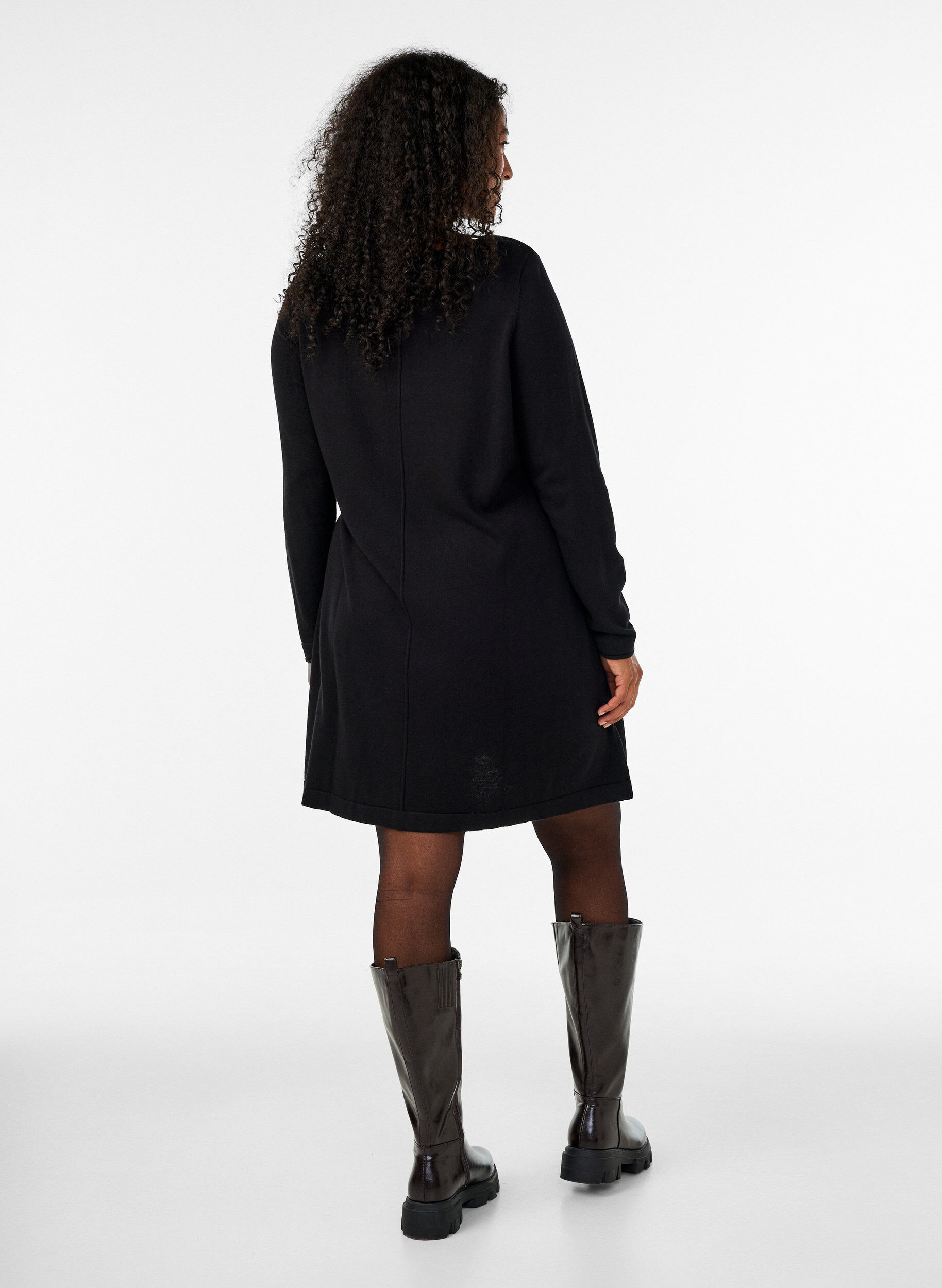 ZizziStrickkleid aus Baumwoll-Viskose-Mischung, Schwarz, Model image number 2
