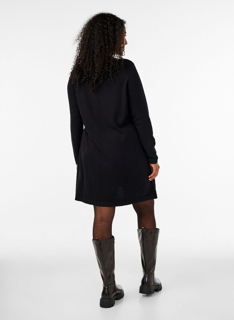 Strickkleid aus Baumwoll-Viskose-Mischung, Schwarz, Model image number 2