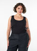 Tailleiertes Top mit Motiv, Schwarz, Model image number 0
