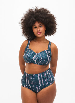 Extra hoch taillierte Bikini-Hose mit Print, Tie Dye AOP, Model image number 0