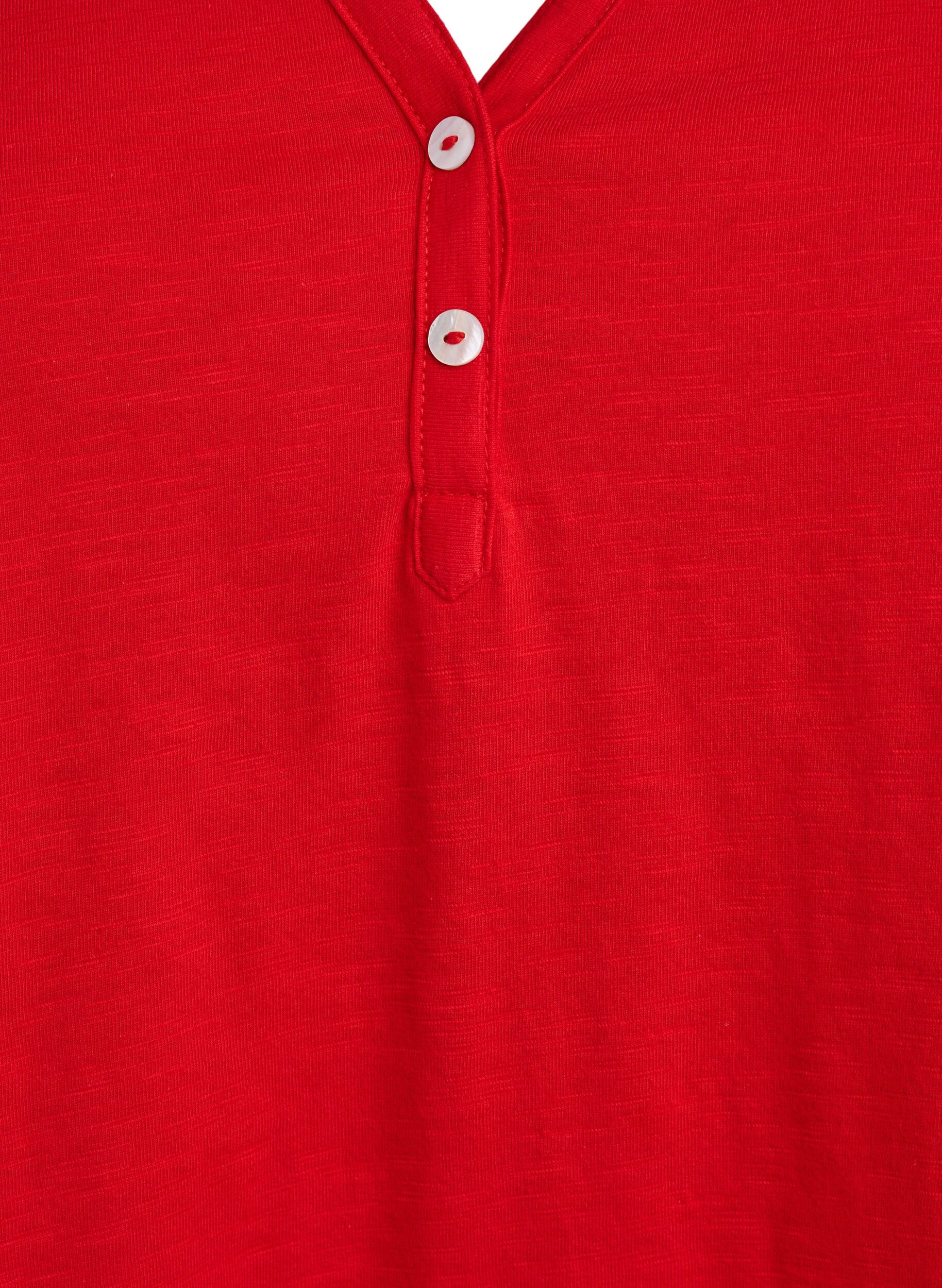 Zizzi T-Shirt mit Knopfleiste, Rot, Packshot image number 2