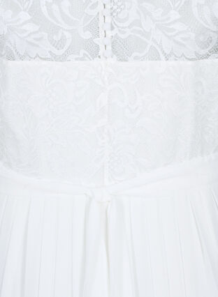 Ärmelloses Kleid mit Spitze und Falten, Star White, Packshot image number 3