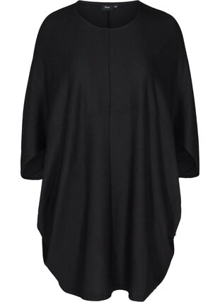 Einfarbiges Kleid mit Struktur , Black, Packshot image number 0