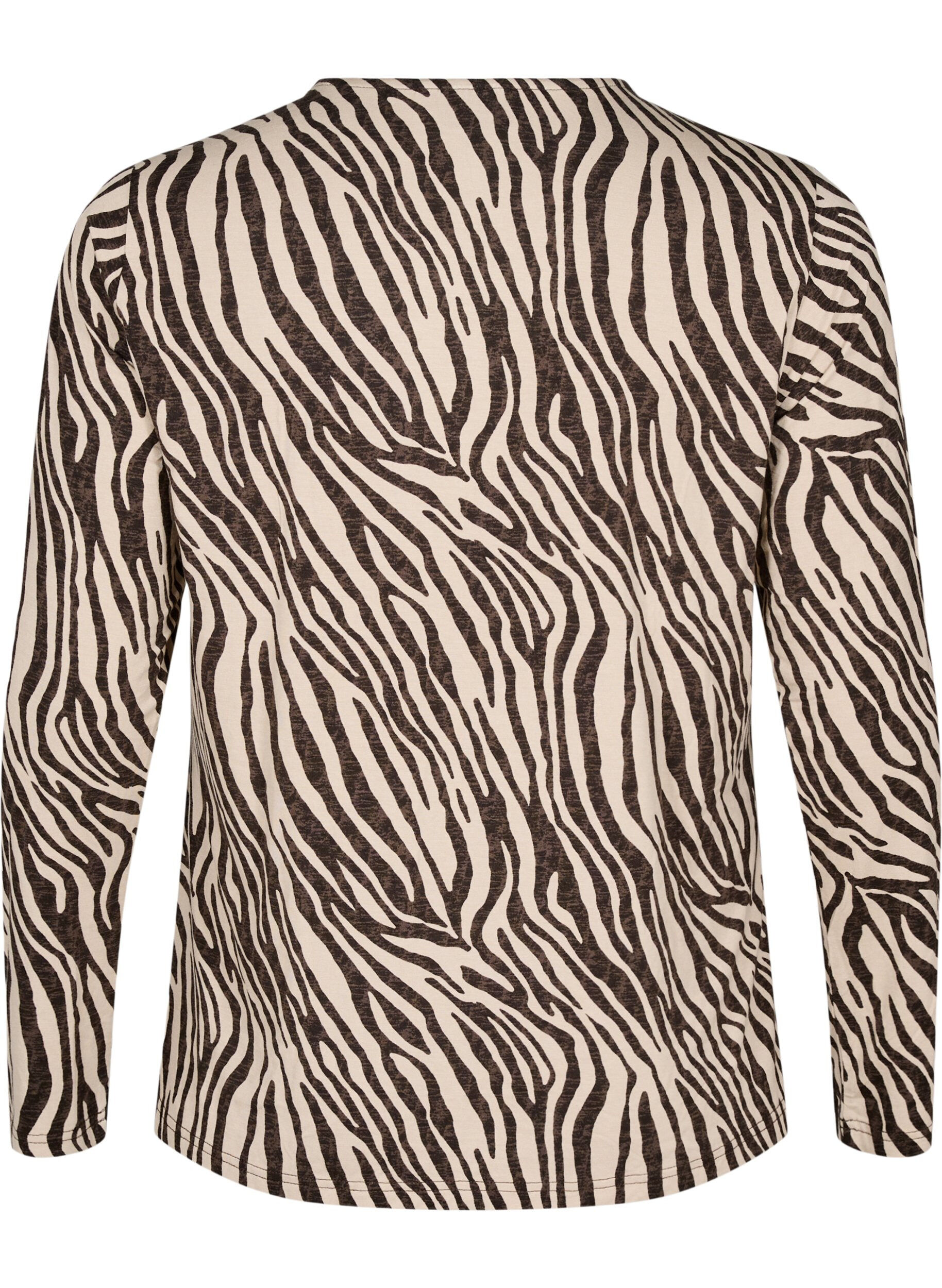 Zizzi Lang&auml;rmlige Bluse mit Zebraprint, Braun, Packshot image number 1