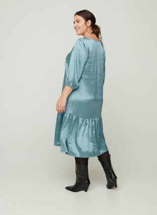Shiny Kleid mit V-Ausschnitt, North Atlantic Shine, Model image number 0