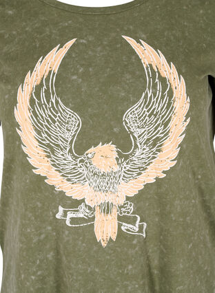 T-Shirt aus Baumwolle mit Aufdruck, Ivy Green ACID WASH, Packshot image number 2