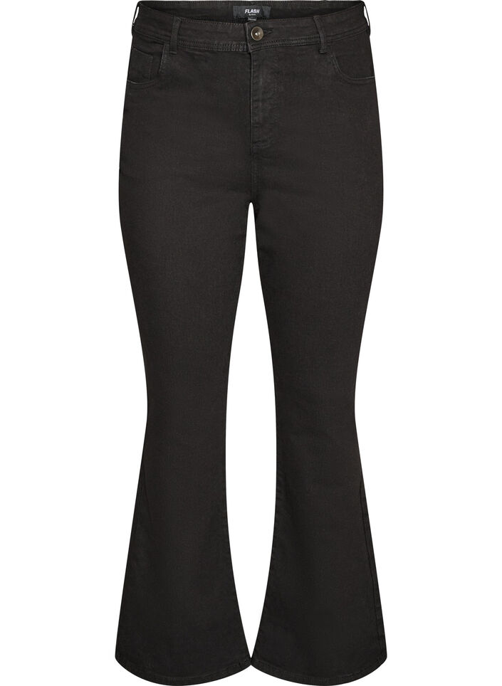 Hoch taillierte Jeans mit Bootcut, Schwarz, Packshot image number 0