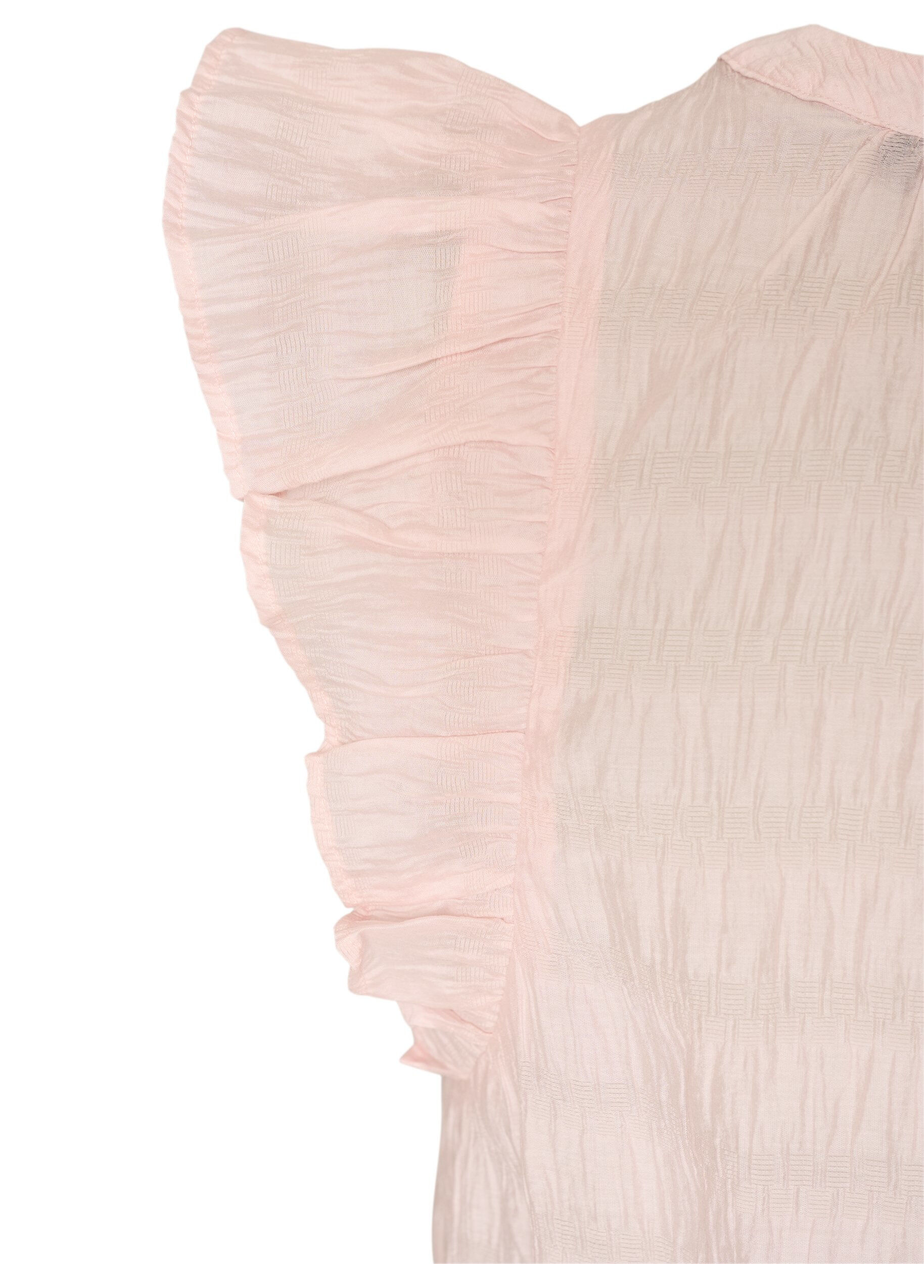 Zizzi&Auml;rmellose Bluse mit Struktur und R&uuml;schen, Rot, Packshot image number 3