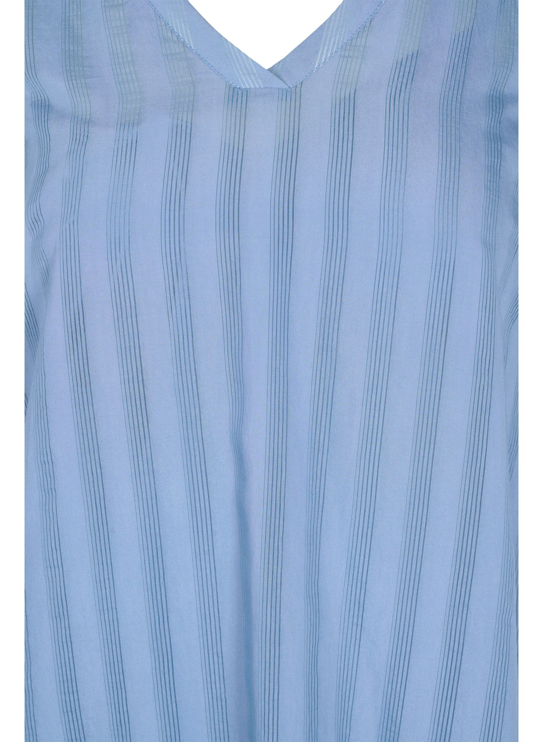 Zizzi Viskosekleid mit 3/4 &Auml;rmeln und V-Ausschnitt, Coronet Blue, Packshot image number 2