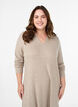 Kleid mit Zopfmuster und V-Ausschnitt, Beige, Model image number 2