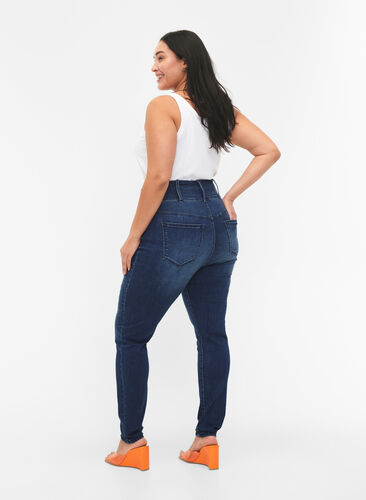 Super schlanke Bea Jeans mit extra hoher Taille, Blue denim, Model image number 1