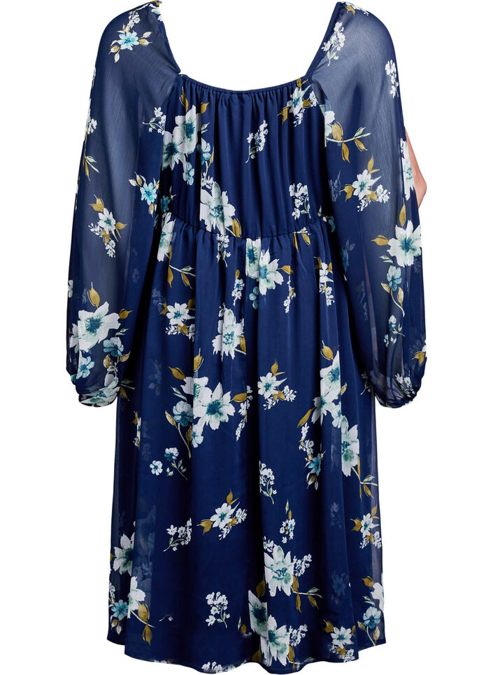 Partykleid aus Chiffon mit langen &Auml;rmeln, Blau, Packshot image number 1