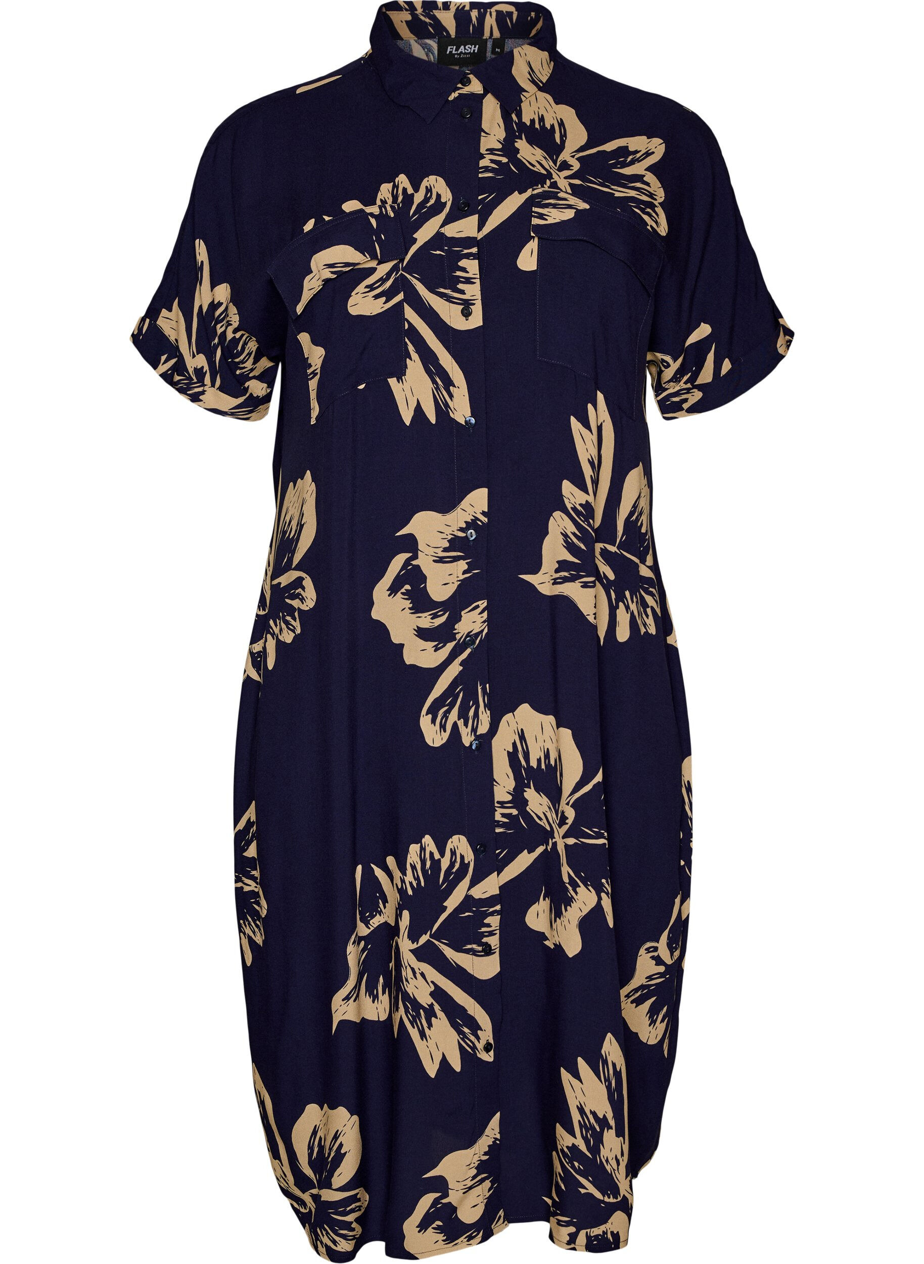 Langes Hemdkleid mit kurzen &Auml;rmeln