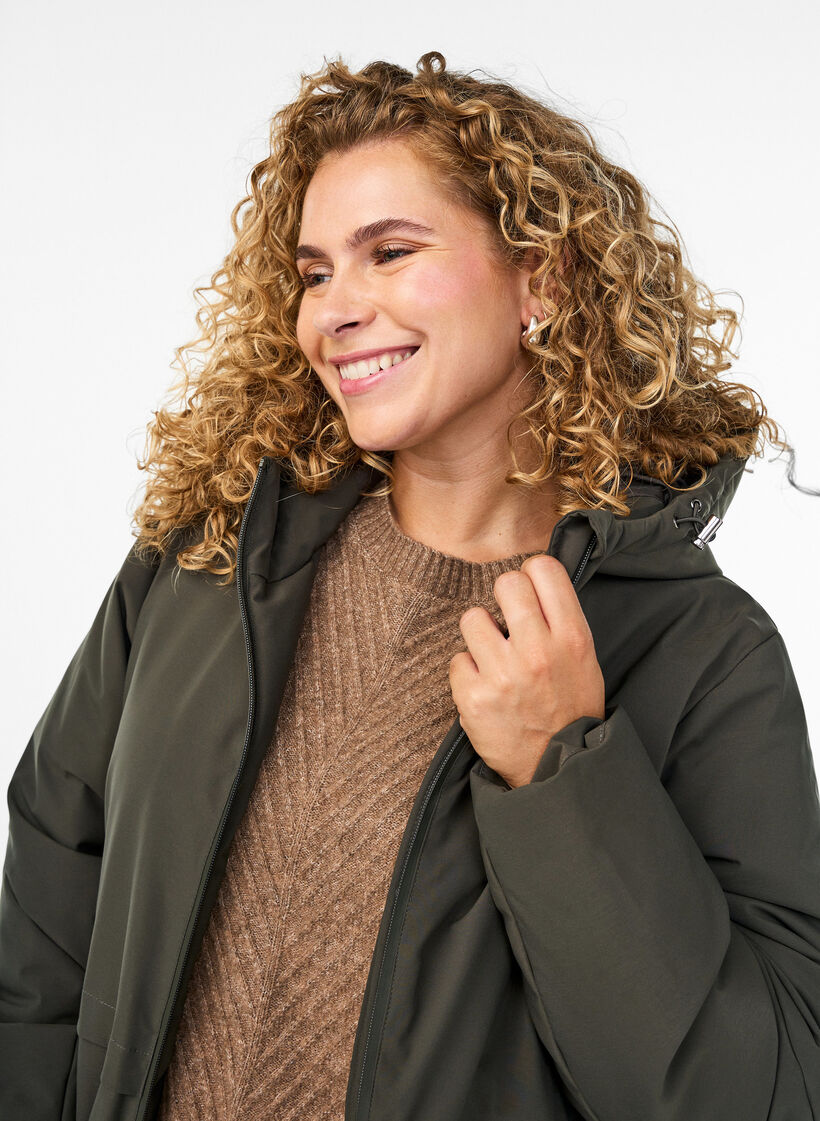 Winterjacke mit verstellbarer Taille, Gr&uuml;n, Model image number 3