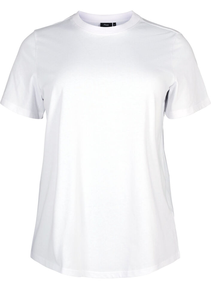 Basic-T-Shirt aus Baumwolle mit Rundhalsausschnitt, Wei&szlig;, Packshot