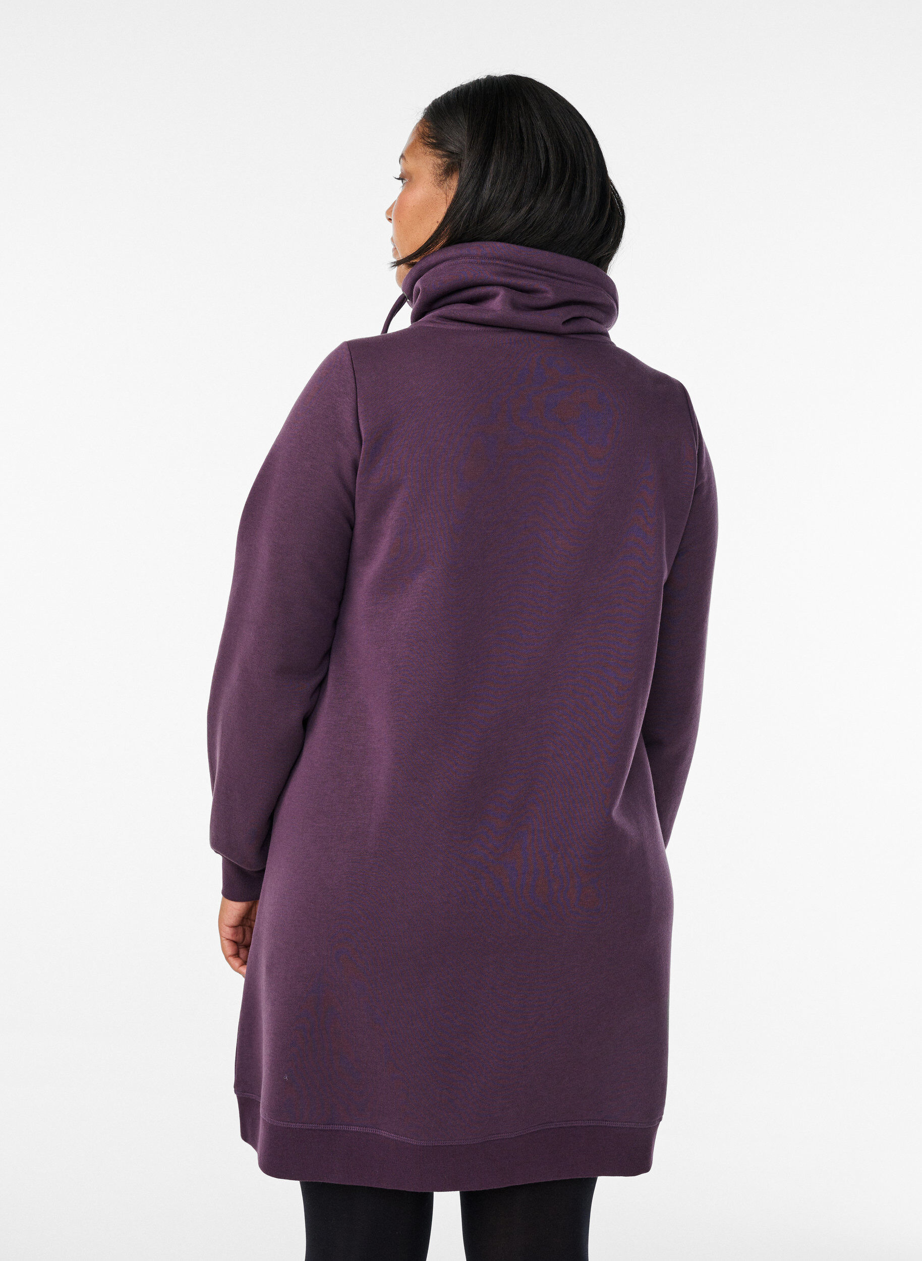 ZizziKurzes Sweatshirtkleid mit Stehkragen und Taschen, Lila, Model image number 2
