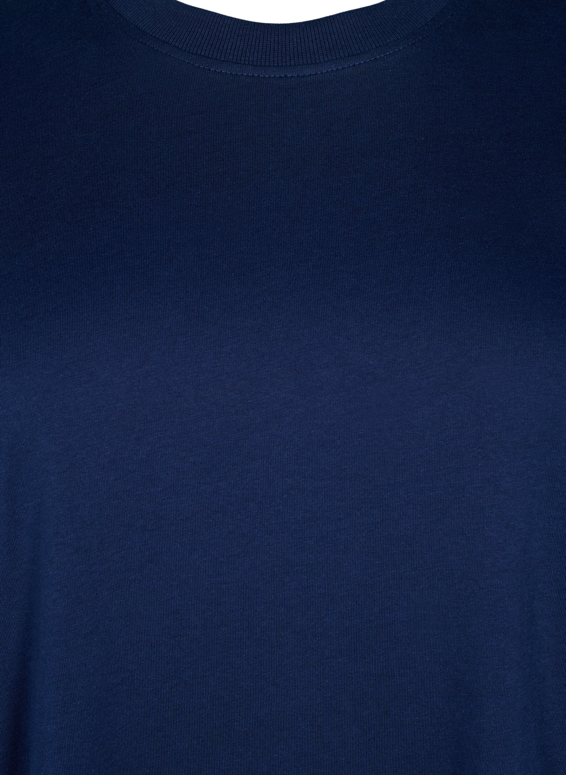 Zizzi Basic-T-Shirt aus Baumwolle mit Rundhalsausschnitt, Blau, Packshot image number 2