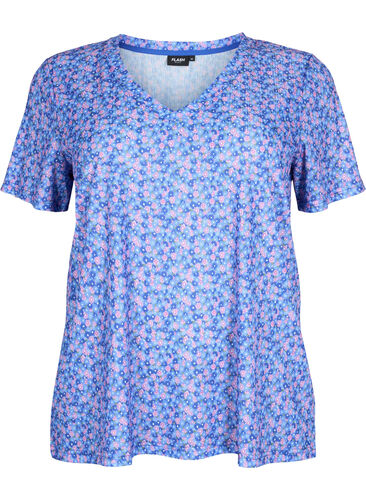 FLASH - Bedrucktes T-Shirt mit V-Ausschnitt, Blue Rose Ditsy, Packshot image number 0