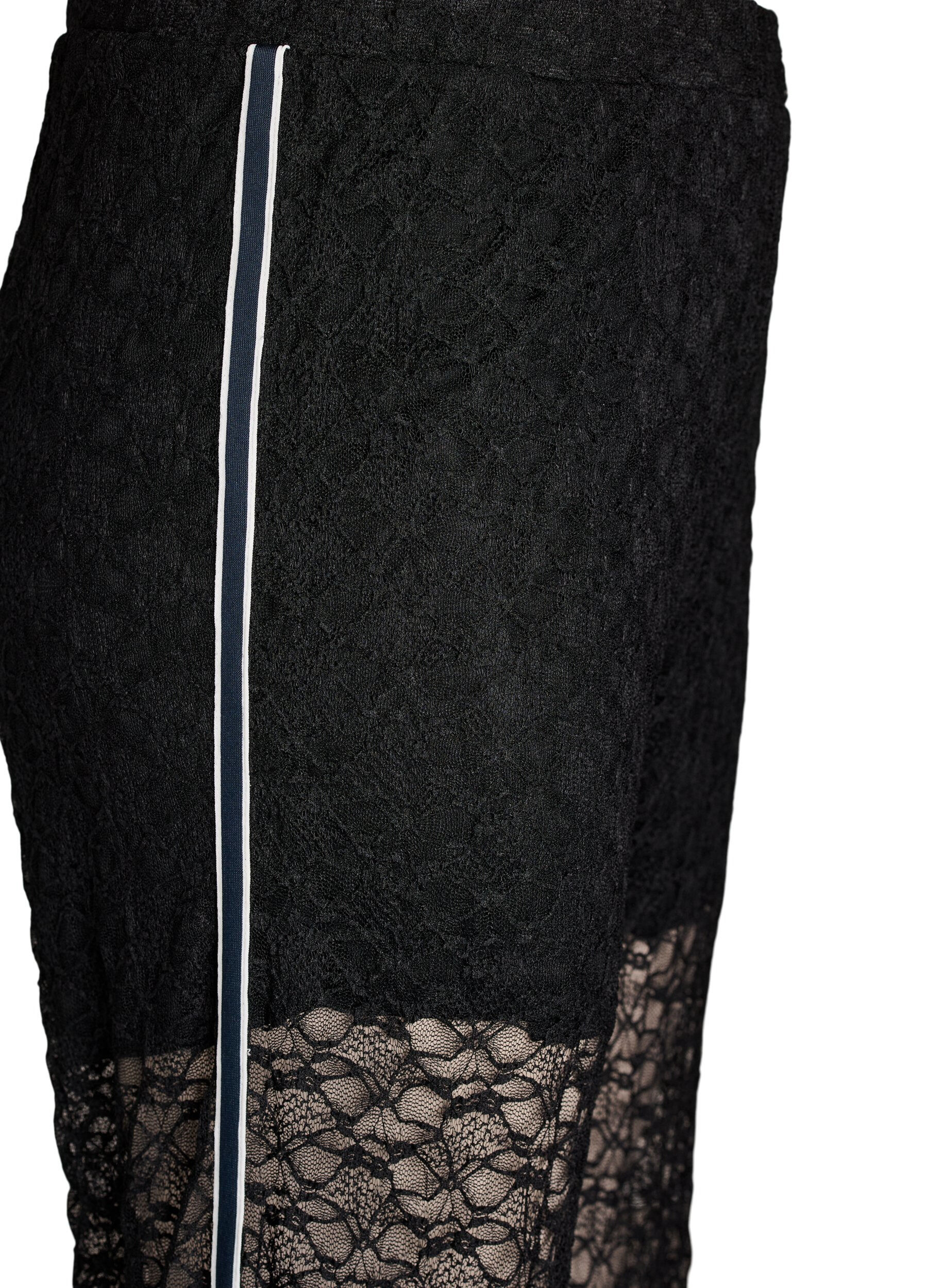 ZizziTransparente Spitzenhose mit weitem Bein, Schwarz, Packshot image number 3