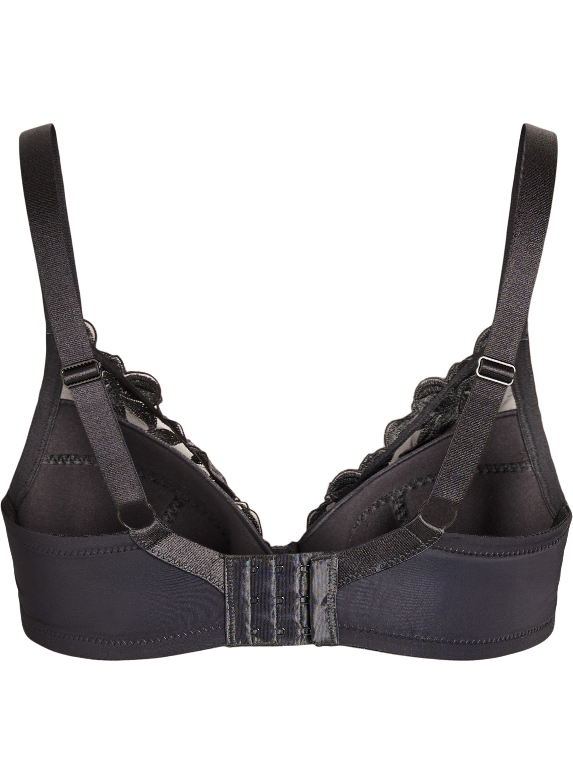 Zizzi Gepolsterter B&uuml;gel-BH mit Stickerei, Schwarz, Packshot image number 1