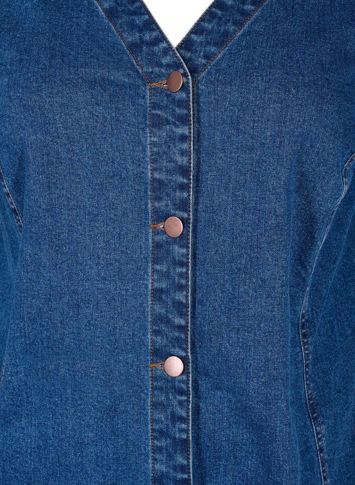 Kurzes Jeanskleid mit V-Ausschnitt, Blau, Packshot image number 2