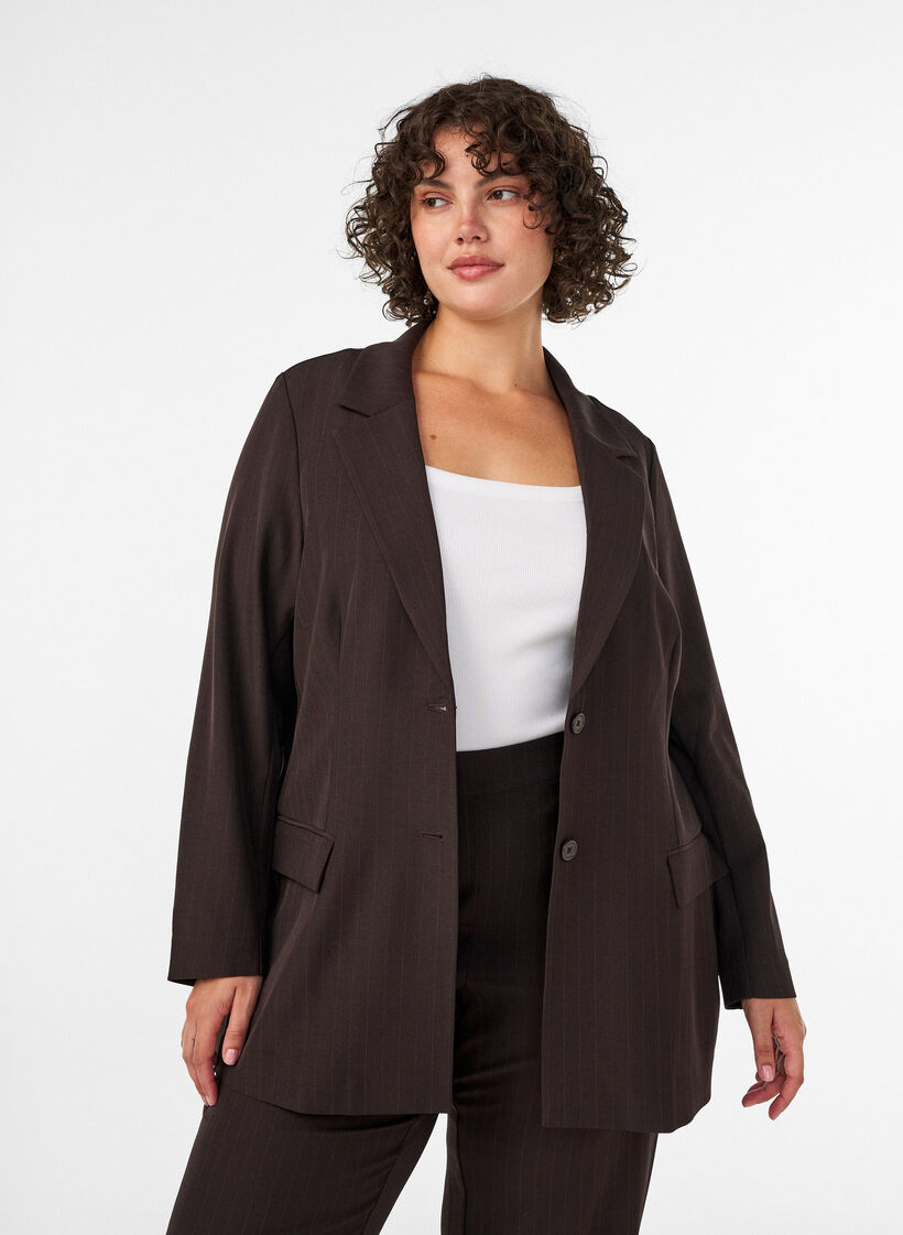 Blazer mit Taschen und Schlitzen, Braun, Model image number 0