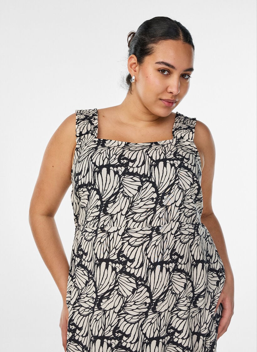 Sommerkleid mit breiten Tr&auml;gern, Schwarz, Model image number 2