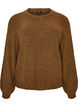 Gerippter Pullover mit Ballon&auml;rmeln, Braun, Packshot image number 0