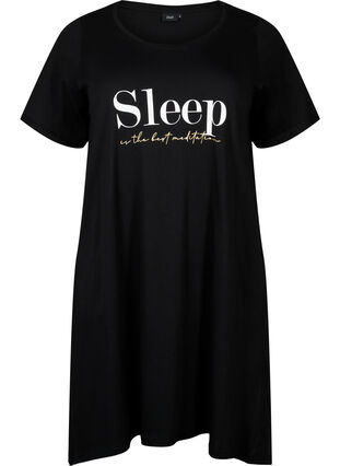 Kurzärmeliges Nachthemd aus Bio-Baumwolle, Black Sleep, Packshot image number 0