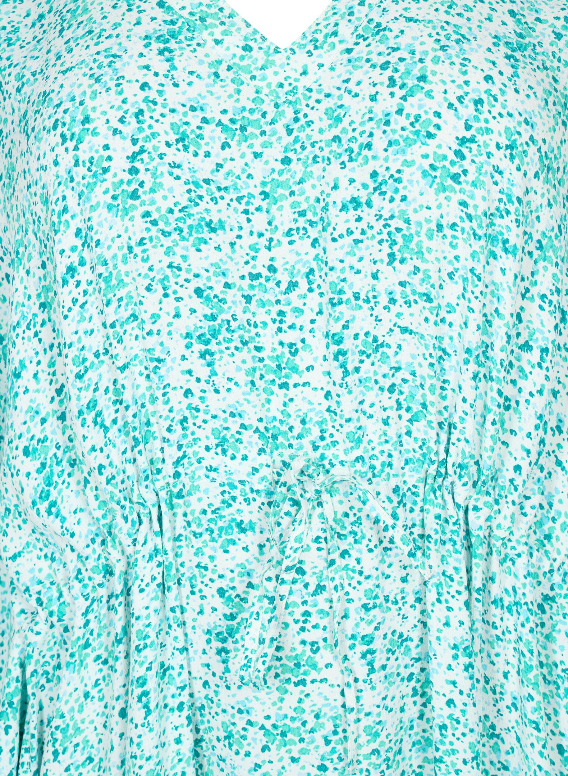 Zizzi Viskose Kaftan Kleid mit Druck, Green Dot, Packshot image number 2