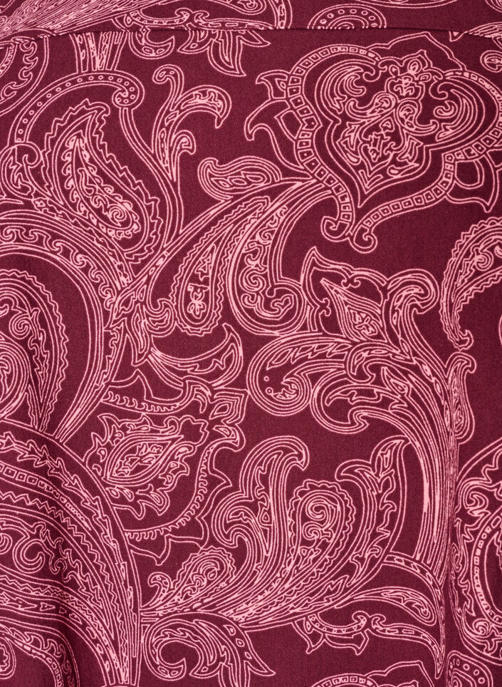 Kurzes Baumwollkleid mit Gummisaum und langen &Auml;rmeln, Dunkles Bordeaux, Packshot image number 2